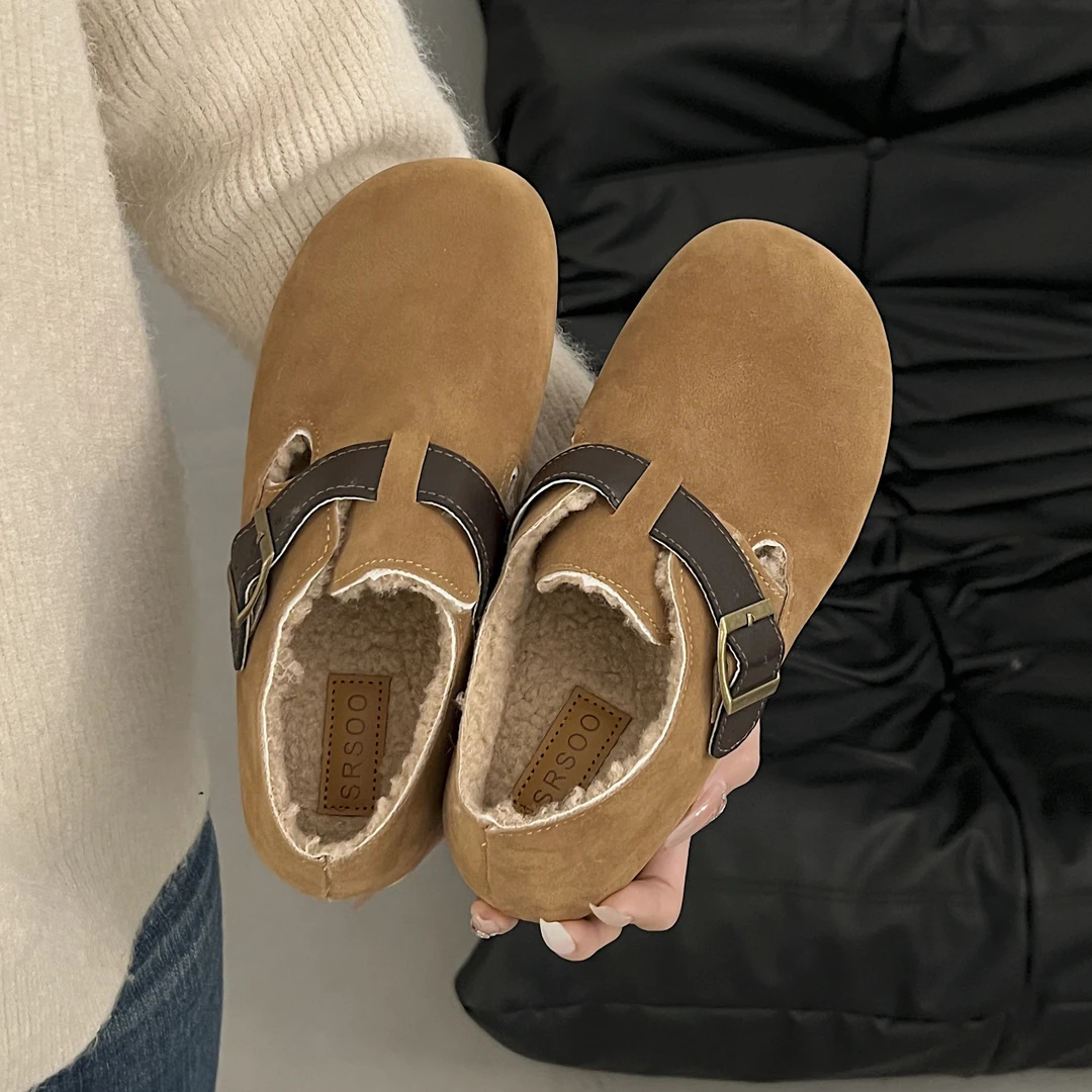 2024新款勃肯鞋复古百搭软底一脚蹬女鞋加绒韩版冬季休闲鞋秋冬