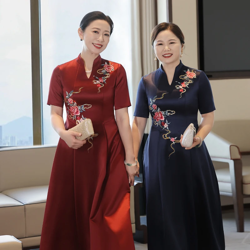 748中式礼服喜婆婆喜妈妈装中国风气质结婚显瘦长款款