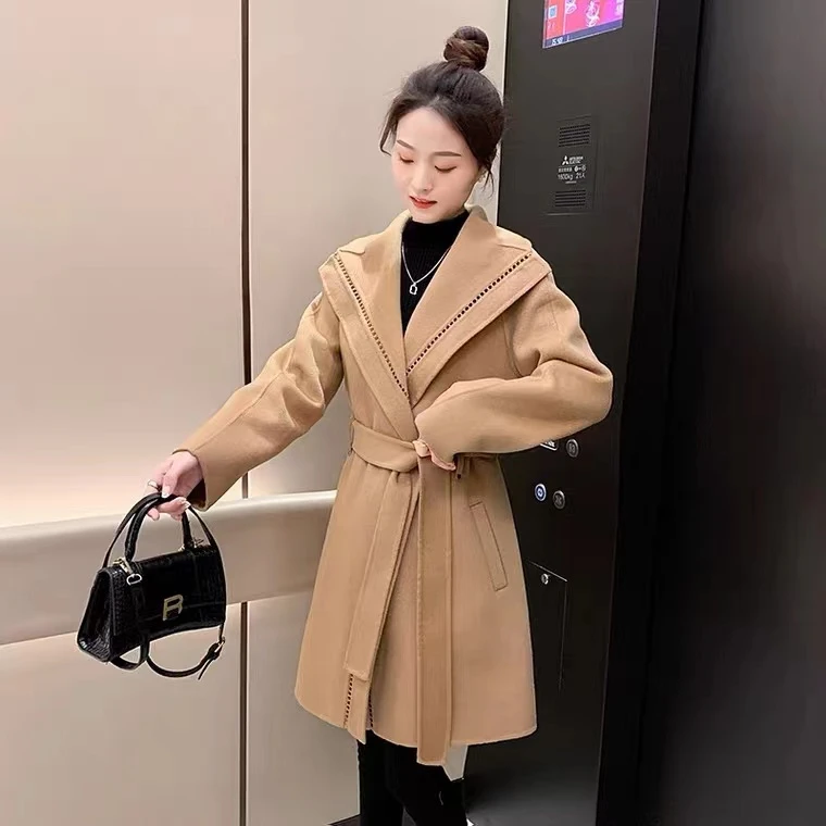 双面羊毛大衣毛呢外套女