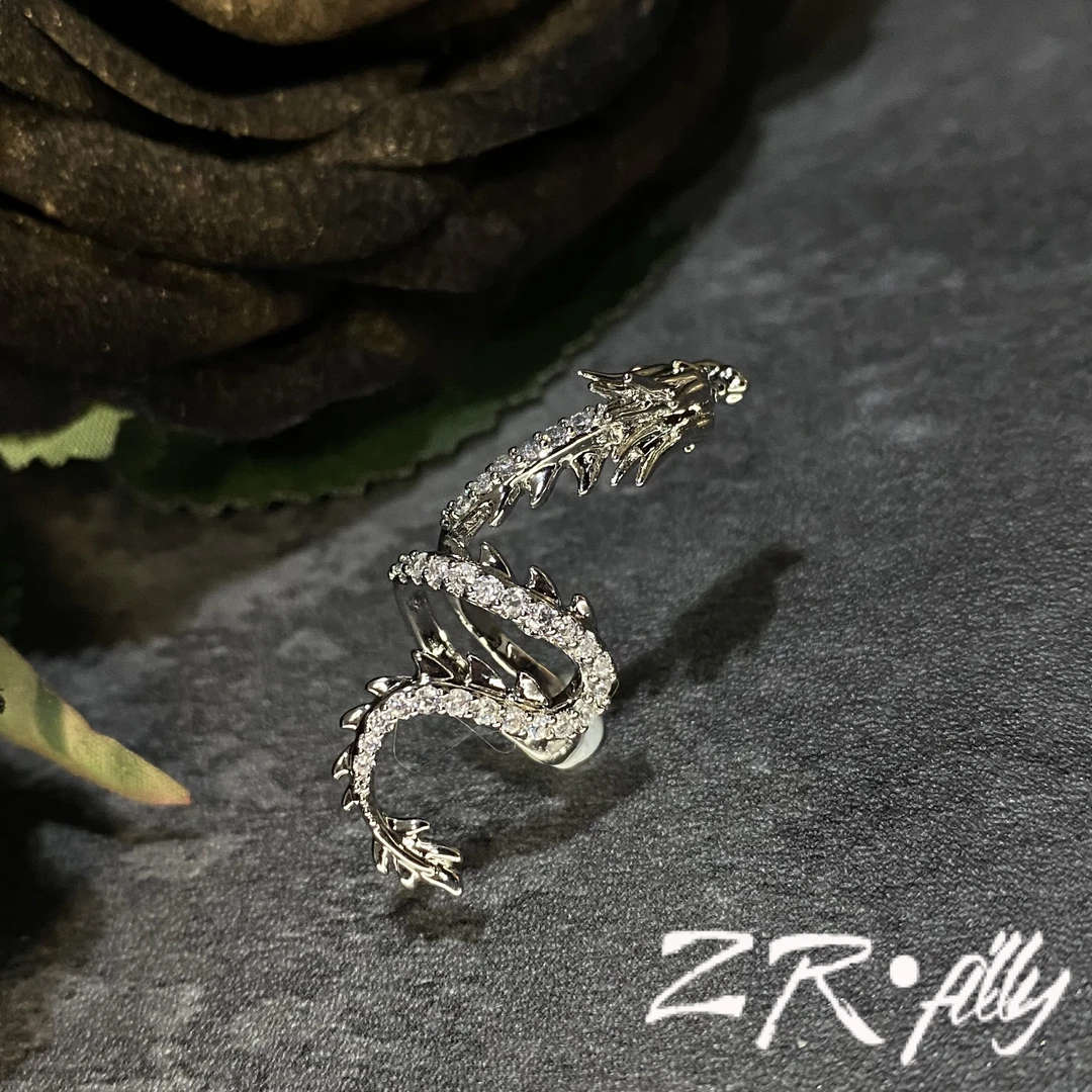 ZR filly 铜合金仿水晶耳饰 时尚个性银龙耳夹1109