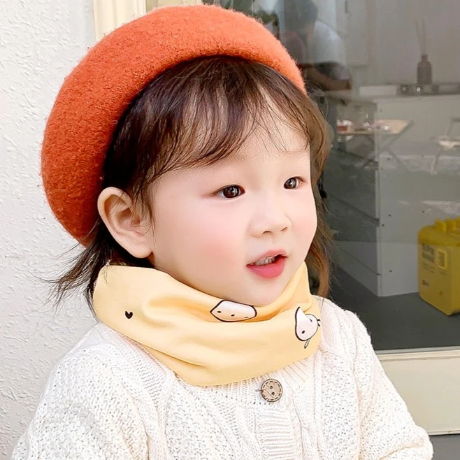宝宝卡通围脖秋冬季保暖婴幼儿脖套防风无骨儿童德绒围巾男童女童