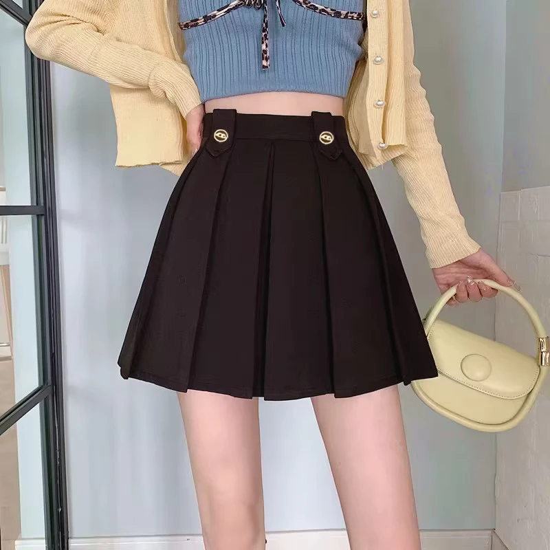 时尚呢料百褶短裙2025春季高腰百搭A字韩版显瘦半身裙热门大众