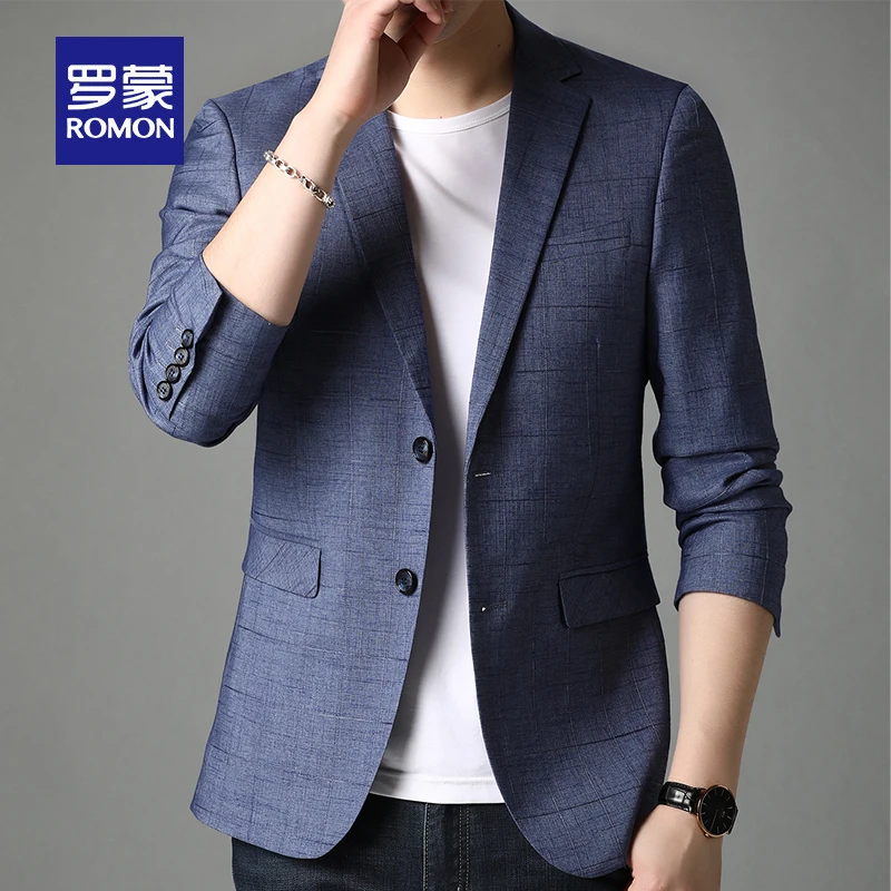 Romon/罗蒙休闲西装男士春秋薄款西服韩版修身男装便西小西装外套
