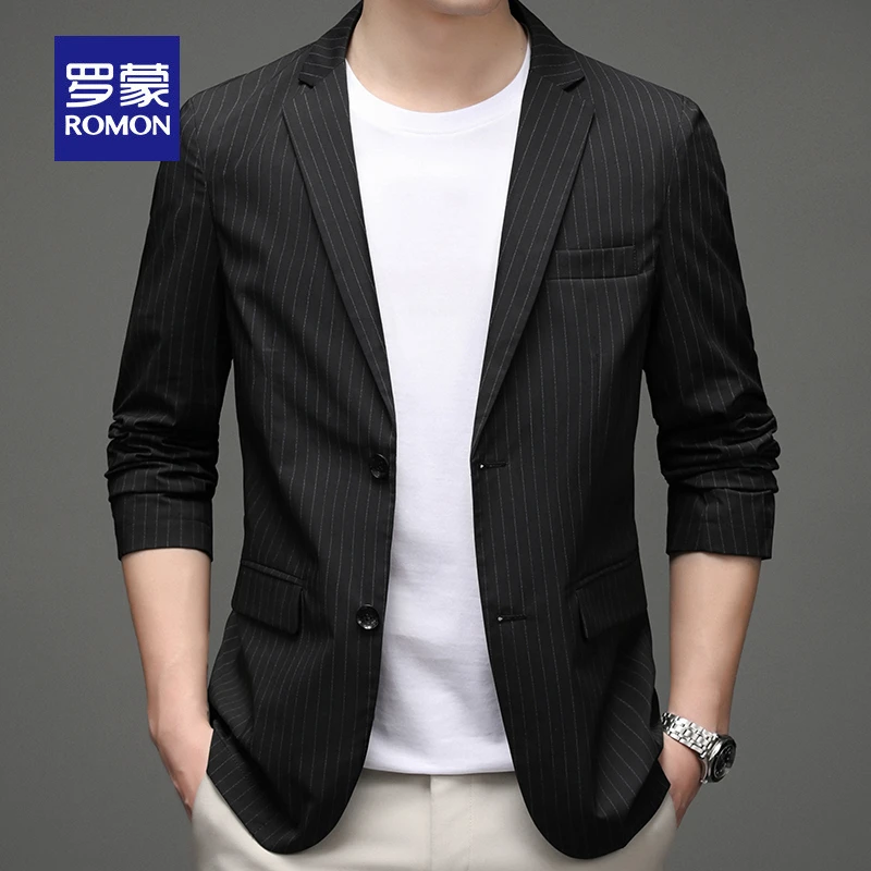 罗蒙2024新款高档西服男春秋季正品时尚休闲男士外套韩版修身西装