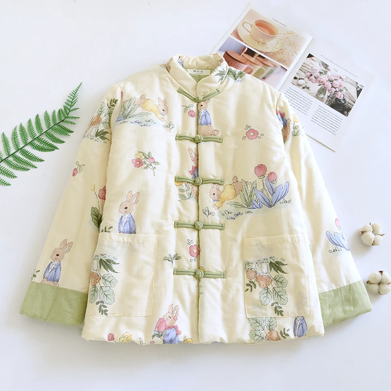 73  冬季纯手工棉花衣女士加厚保暖外套中式盘扣上衣民族风中国风