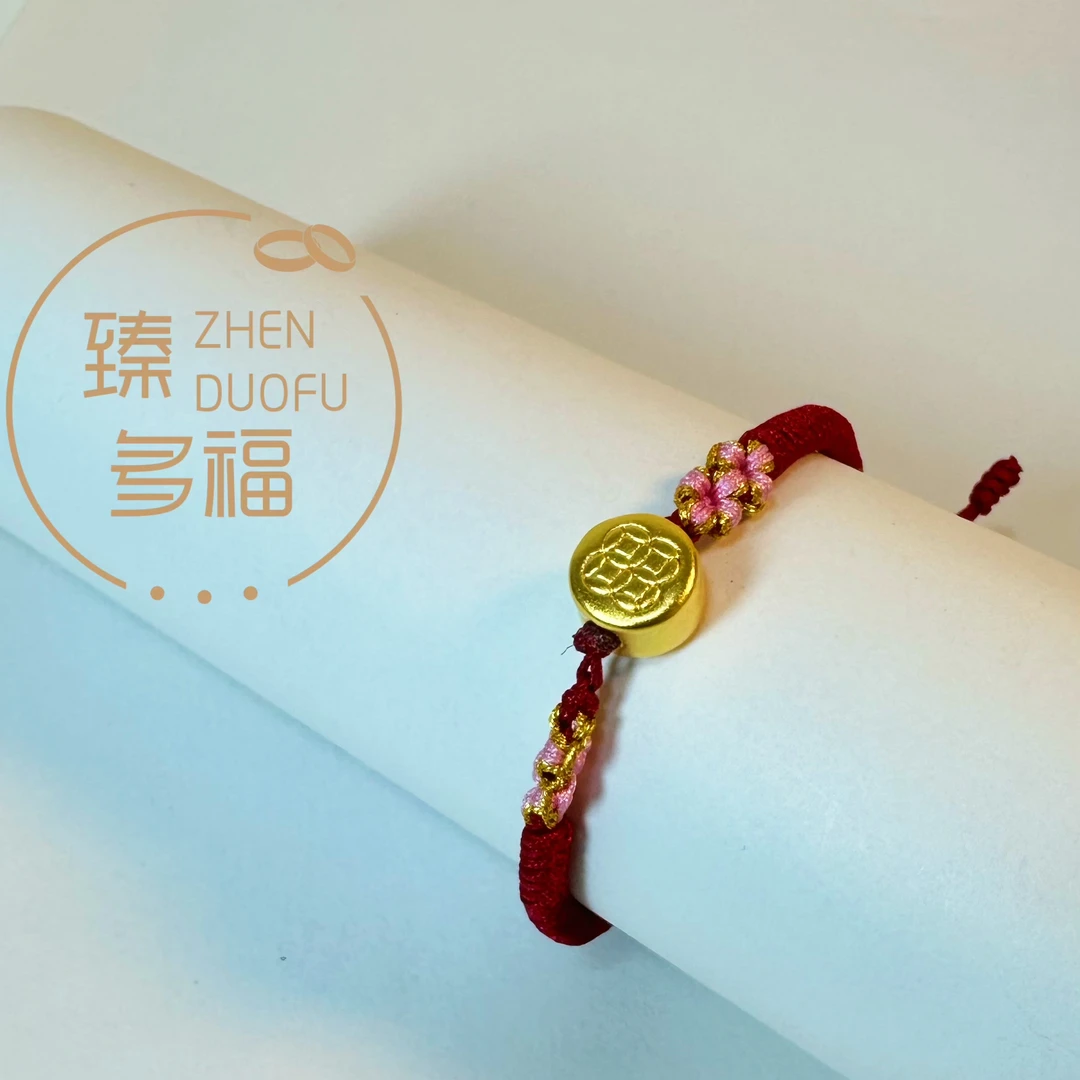 足银手链 金钱扁珠 足银金钱扁珠手链手绳编织绳民族风