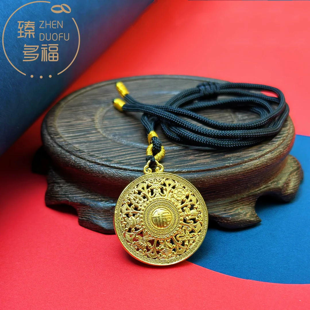 吊坠足银 八宝罗盘吊坠 足银八宝罗盘编织双面项坠挂坠