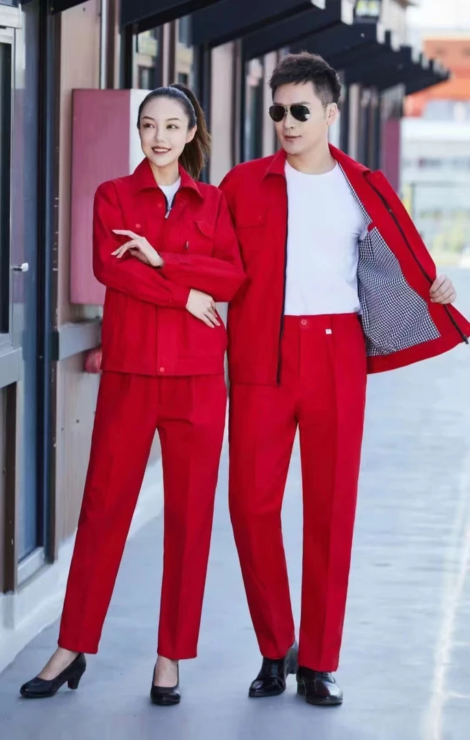 纯棉双层工作服男女春秋套装电焊防烫电工建筑工地汽修工装定制