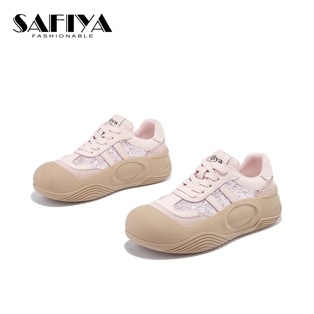 索菲娅Safiya2024新款时尚百搭休闲厚底增高系带鞋女鞋SF43111D18