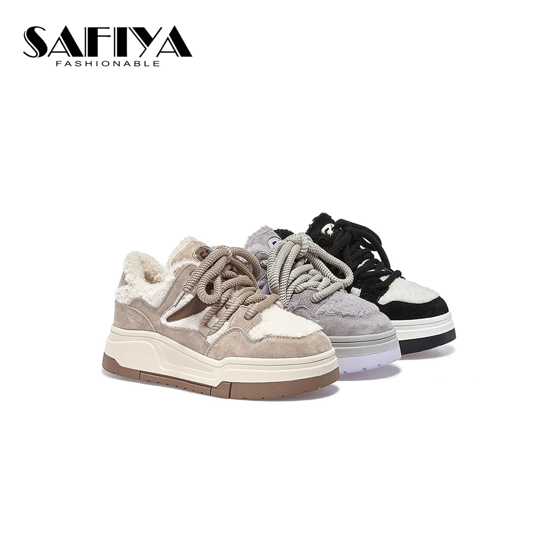 索菲娅Safiya冬季新款百搭雪地靴东北棉鞋女毛毛休闲鞋SF3411DB67