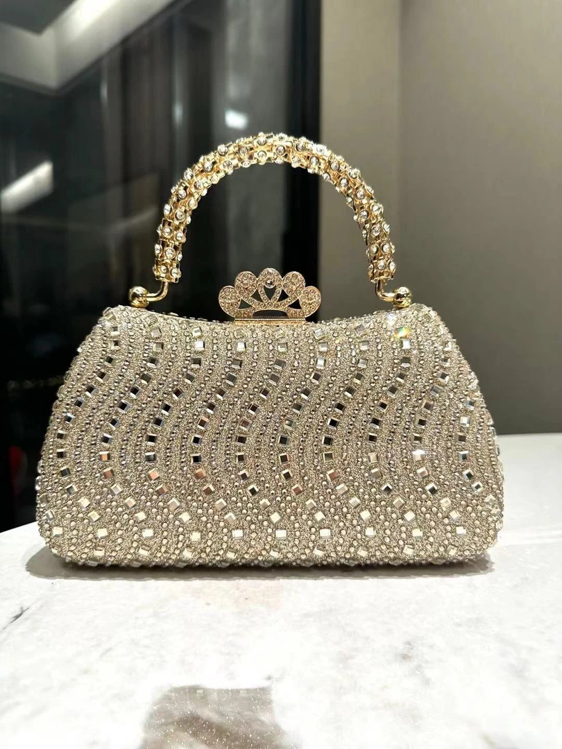 KK晚宴包时尚金色名媛手包满钻手拿包百搭轻奢LK01301