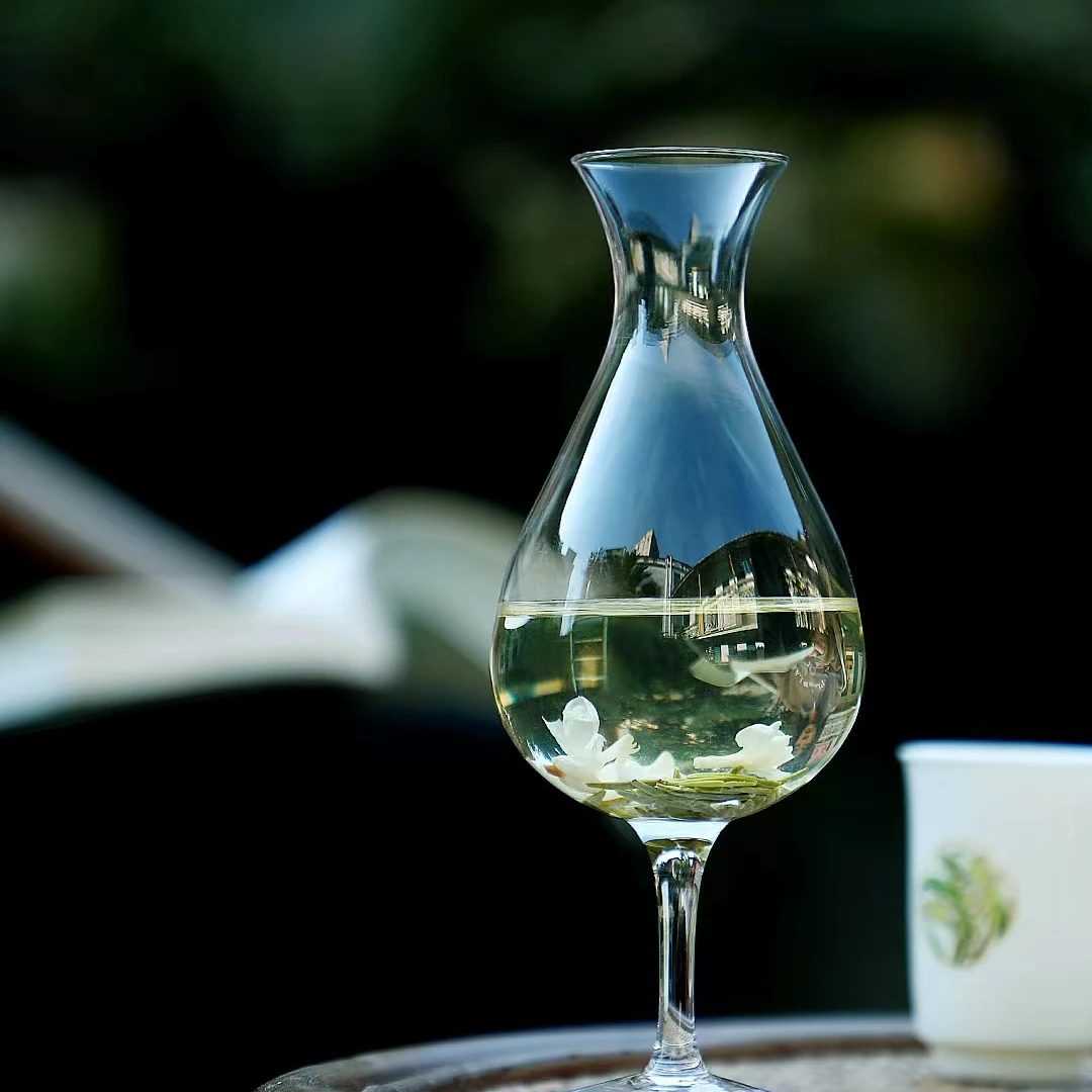 玻璃高脚分茶器创意公道杯含苞待放个性高脚公杯绿茶杯醒酒器网红