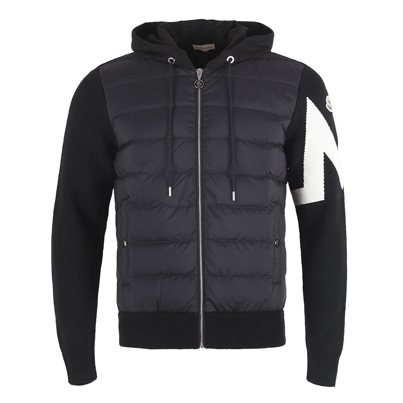 Moncler/盟可睐男连帽logo拼接羊毛羽绒服夹克外套 9B00009 M1131