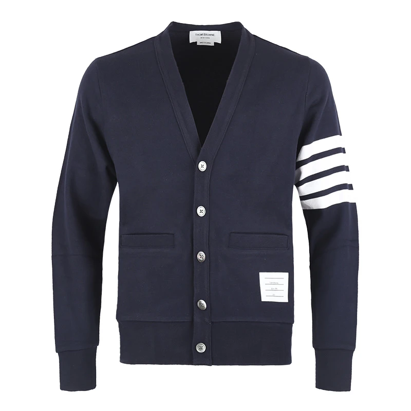 THOMBROWNE/汤姆布朗男棉质经典V领开衫针织衫外套 MJT167A 00535