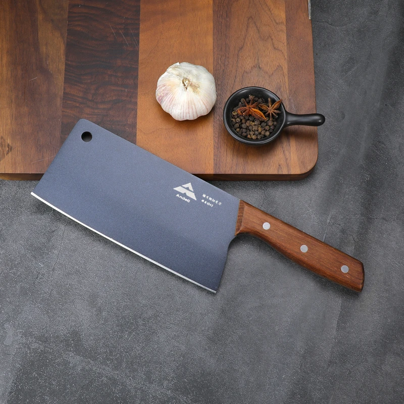 微瑕疵钨钼合金钢斩切刀家用砍骨刀全刃切片刀锋利两用刀具木柄