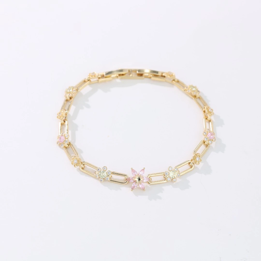 铜合金手链 【HevinStudio】原创花与蝶彩色轻奢手链S005