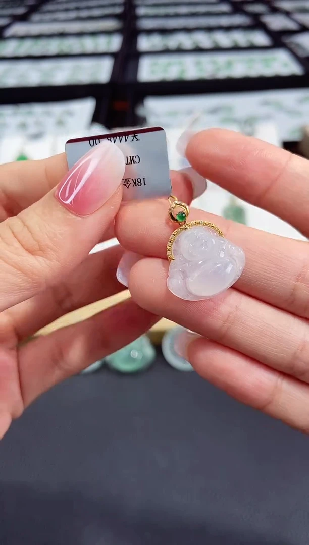 【闪购商品】翡翠挂件18K金镶嵌18K金扣佛公多人@@CMT1622-6