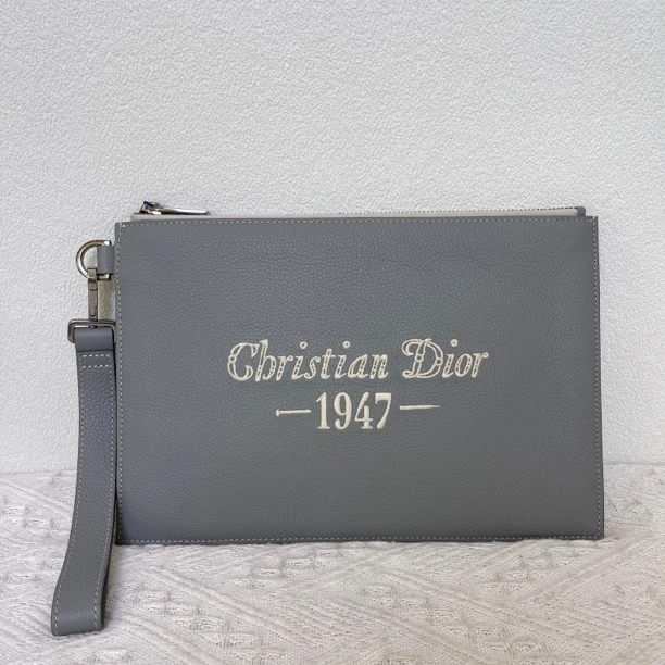 99新 DIOR/迪奥 2782/男士灰色全皮手拿包