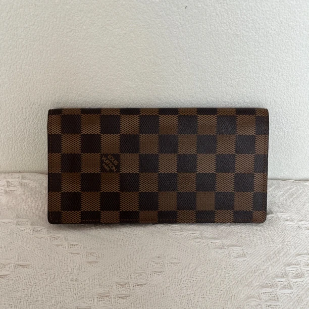 95新 LouisVuitton/路易威登 5721/时尚棕棋盘格对折钱包