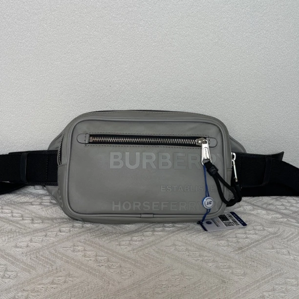 95新 BURBERRY/博柏利 3712/时尚尼龙灰色胸包/腰包