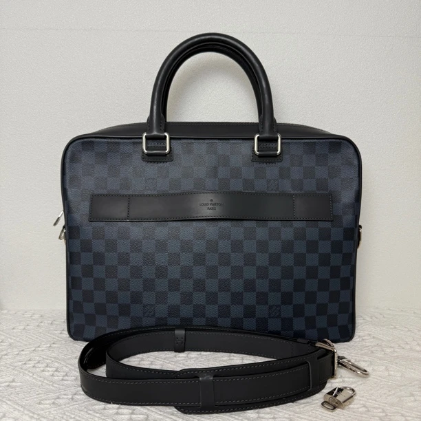 99新 LouisVuitton/路易威登 4393/时尚蓝棋盘格公文包