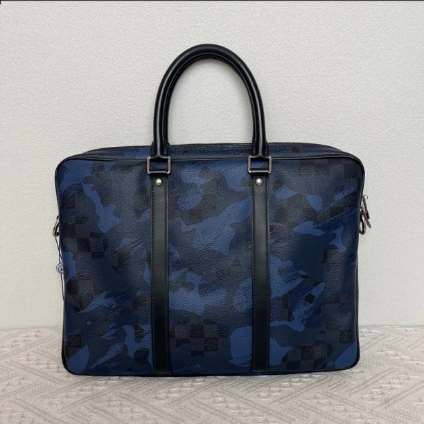 95新 LouisVuitton/路易威登 3972/男士蓝色迷彩手提公文包