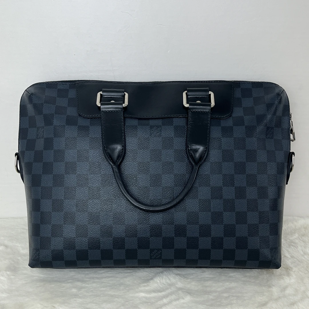95新 LouisVuitton/路易威登 3326/男士蓝棋盘格手提公文包