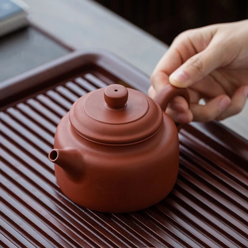 正宗紫砂壶手工喝茶壶原矿朱泥德钟壶功夫茶具套装家用送礼 230cc