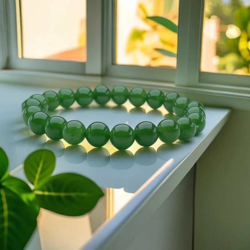 BY-1号精品菠菜绿手串8mm多样性发一件一条