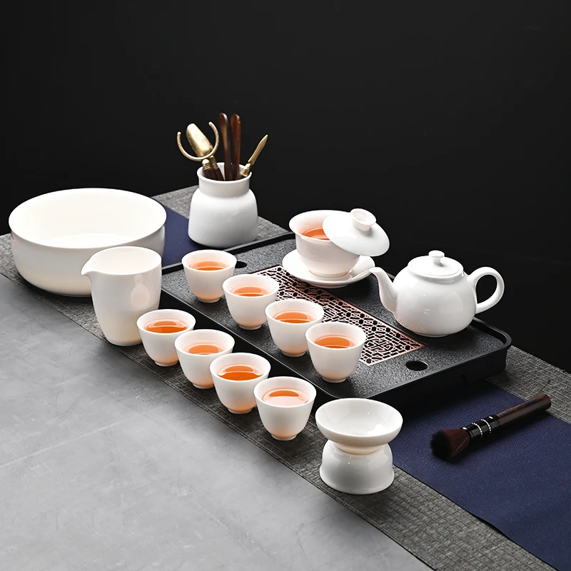 羊脂玉德化白瓷陶瓷功夫茶具茶壶套装家用轻奢泡茶杯骨瓷盖碗
