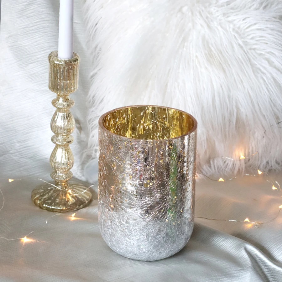 欧式玻璃星空烛台冰花电镀轻奢香薰蜡烛杯烛光晚餐婚庆装饰品摆件