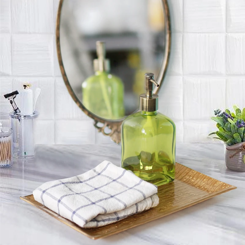 金色长方形玻璃果盘轻奢高档客厅茶几家用玻璃托盘酒店点心蛋糕盘