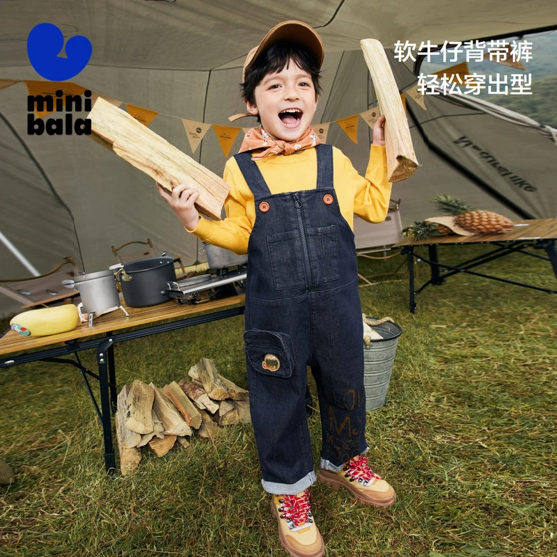 【牛仔背带】迷你巴拉男女童长裤秋工装风牛仔背带裤儿童
