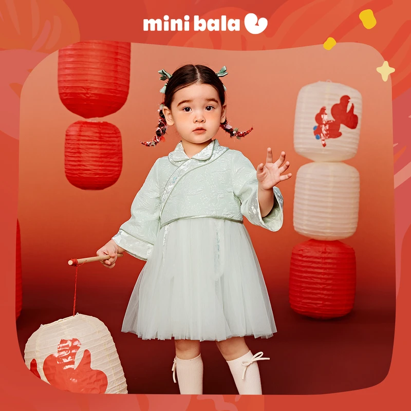 【季】迷你巴拉女童亲肤柔软新中式甜美网纱连衣裙服中国风