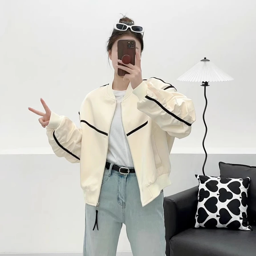 【酒窝专属】Les Roses Filles棒球服外套休闲夹克线条拼接外套#z