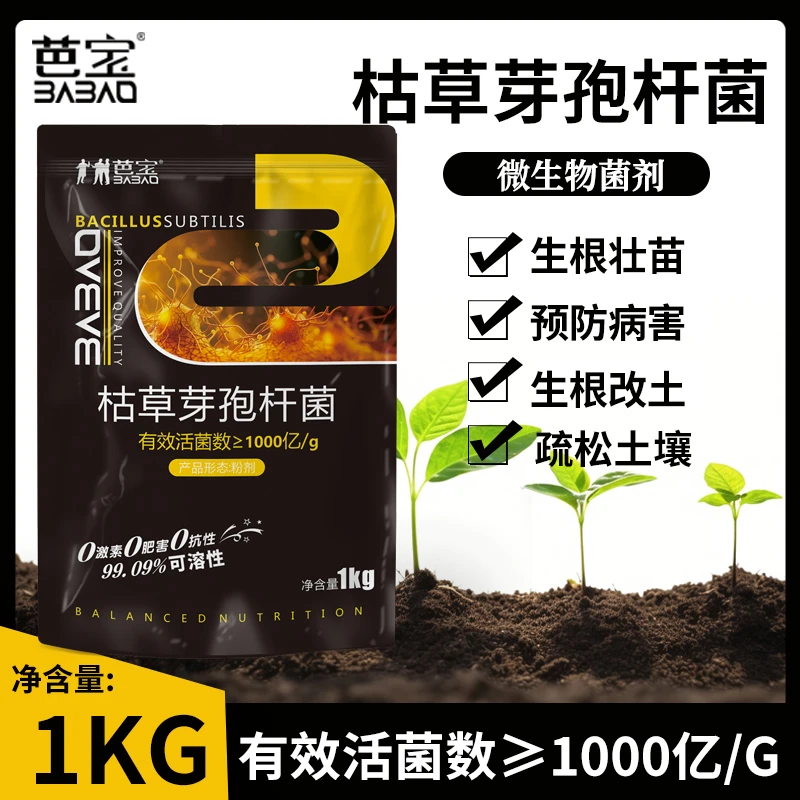 千亿有效含量枯草芽孢杆菌粉剂活菌抗病抗重茬防土传疏松土壤