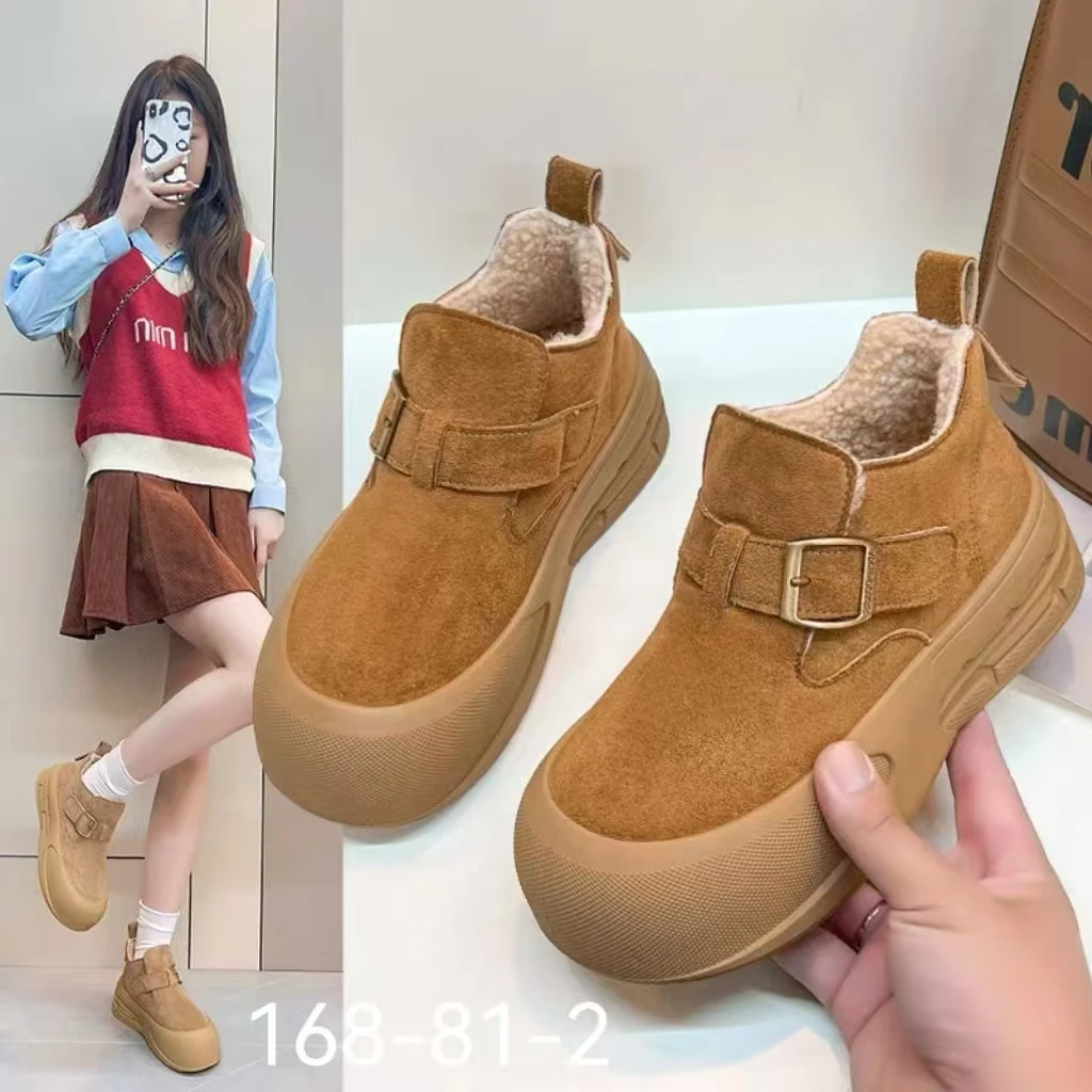 168-81-2女士加棉厚底高帮勃肯鞋休闲百搭款2024新款秋冬季女鞋