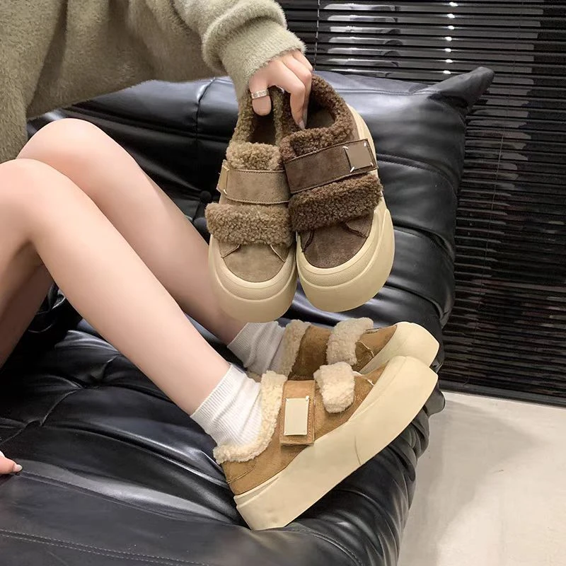 89-50女士金丝绒厚底毛毛板鞋2024新款韩版秋冬百搭休闲鞋