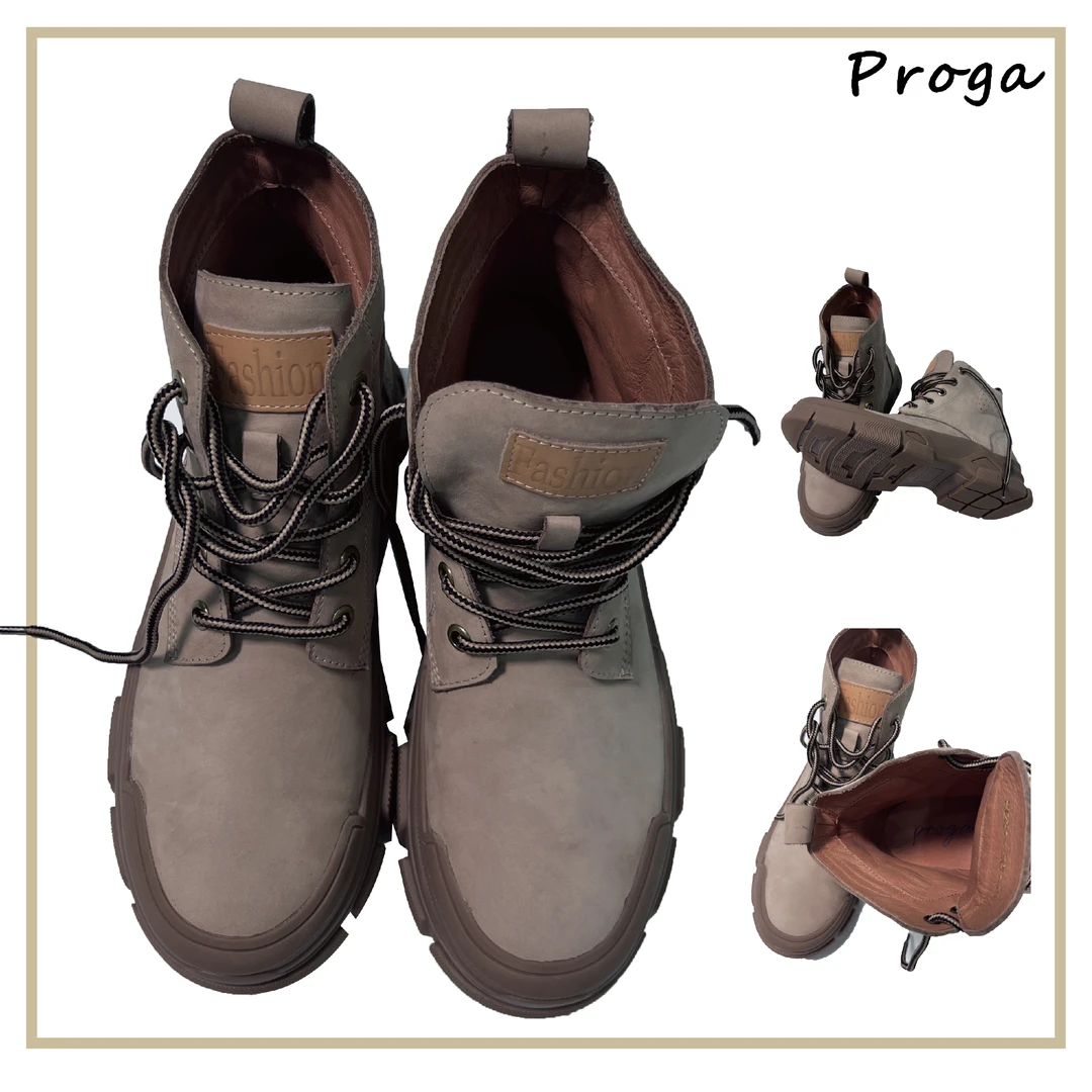 HP690021秋冬时尚防滑厚底女靴高帮马丁靴中帮牛皮真皮靴子冬季