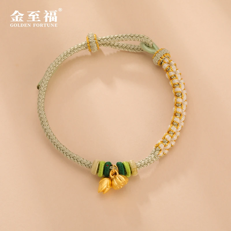金至福足金国潮时尚清新女生气质手工编织可调节两世欢手绳YB012