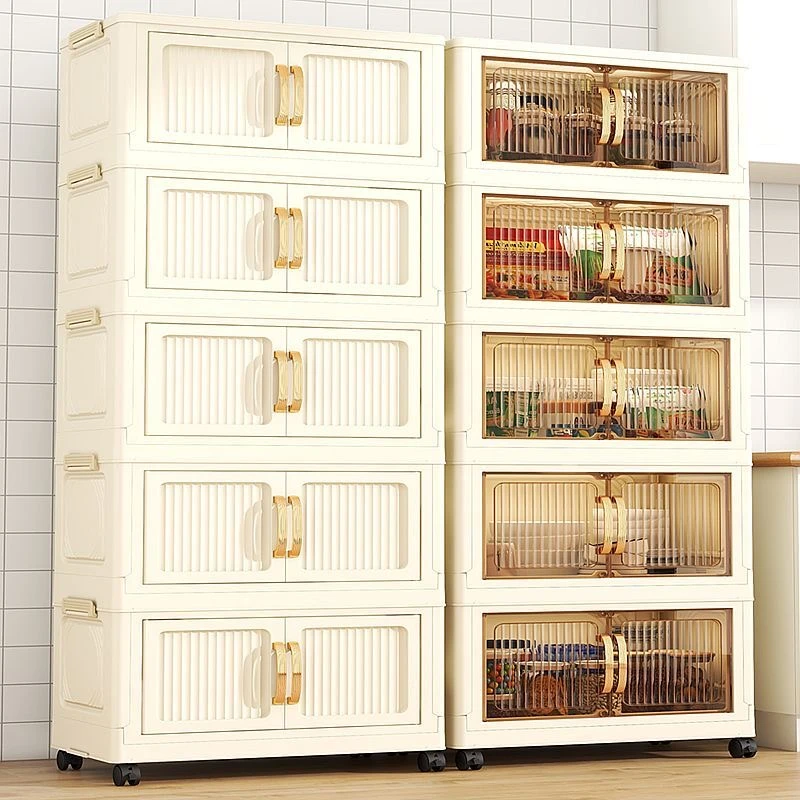 【65面宽镀金把手】折叠收纳柜置物柜家用卧室客厅多层整理柜双开门