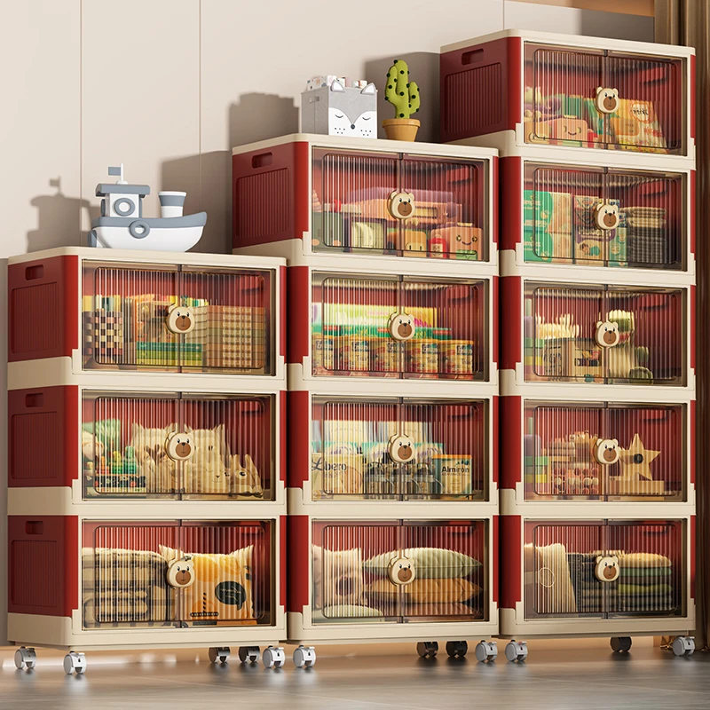 【熊嘟嘟】萌宠白色红色拼色免安装折叠收纳衣物零食