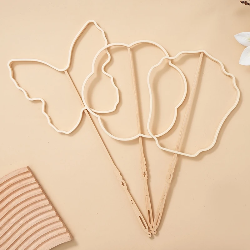 蚕丝扇子骨架黑色手柄异形扇圈中国风手工diy材料包蚕丝扇骨配饰