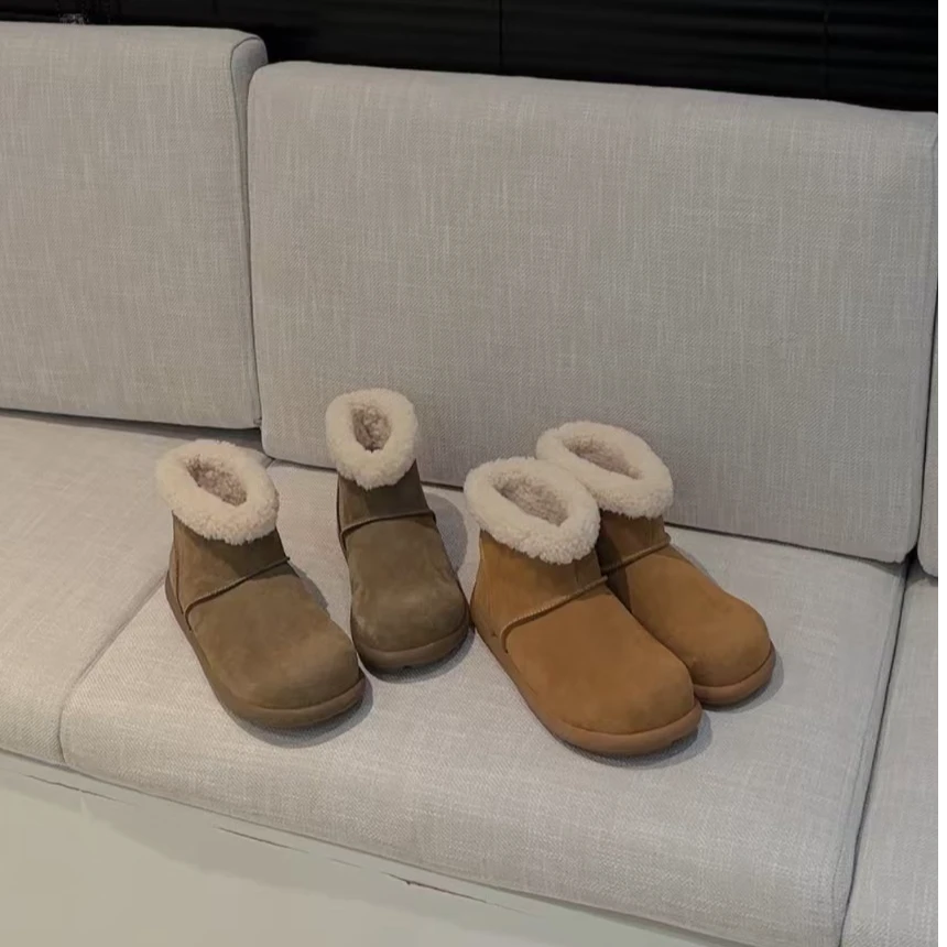 仓美美女装-《大土豆》牛反绒设计雪地靴跟高3公分！