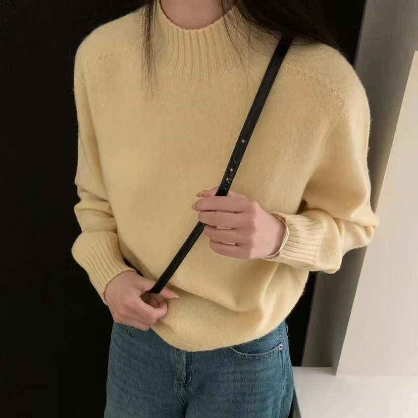 仓美美女装-领口螺纹设计半领针织衫