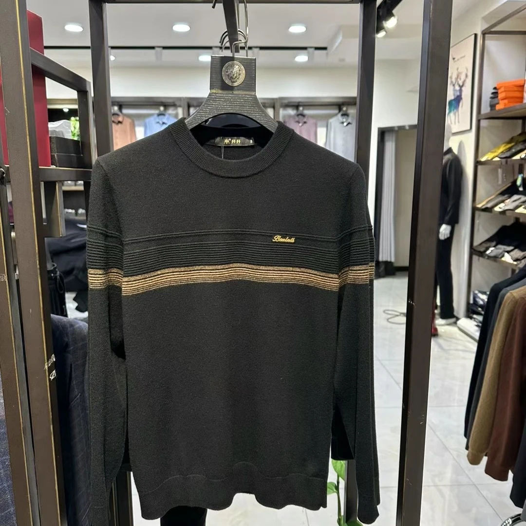 男士长袖羊毛衫圆领