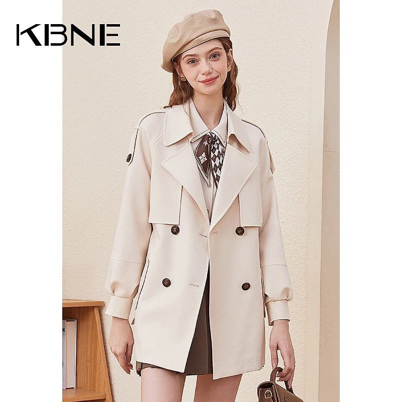 白色风衣外套女春秋小个子中长款 kbne2025春装新款英伦显瘦大衣