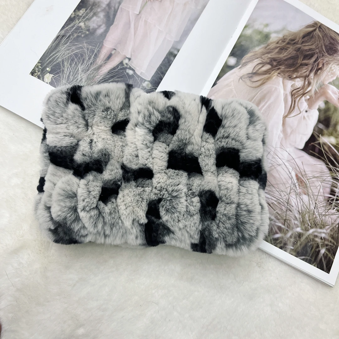 真獭兔毛弹力网脖套舒适保暖 发带两用