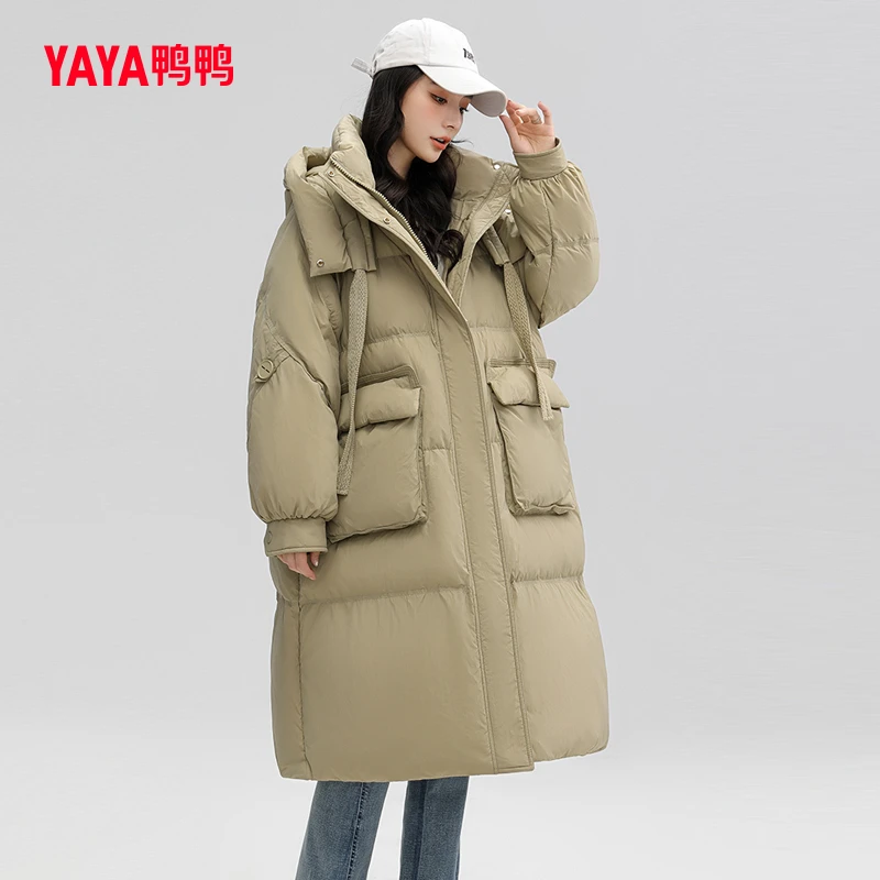 鸭鸭羽绒服女长款连帽韩版休闲保暖时尚潮流保暖外套YE3B604543L