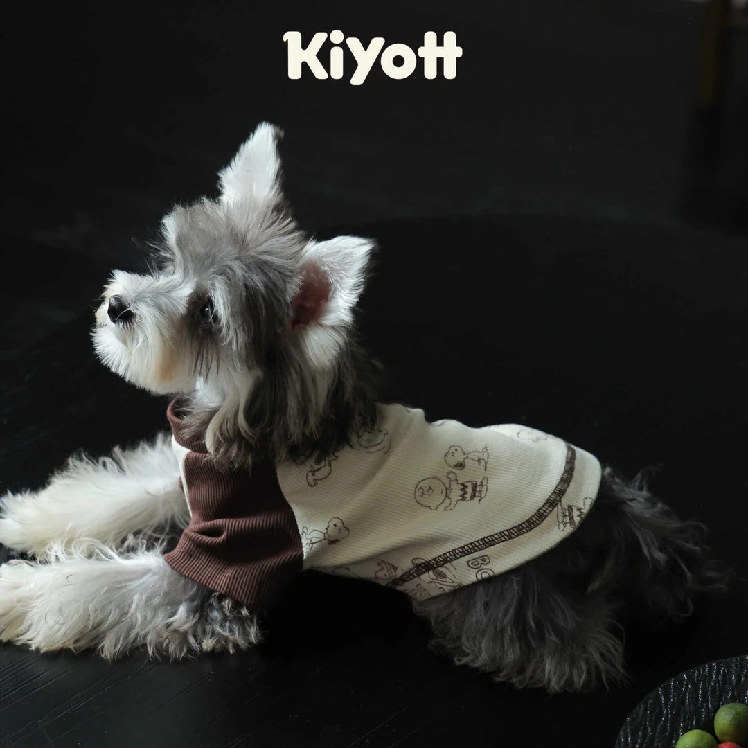 KIYOTT 约克夏马尔济斯西施休闲可爱史努比插肩袖短袖